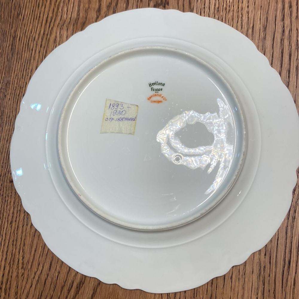 4 Antique Haviland Limoges Luncheon Plates with Pink Apple Blossoms - Picture 6 of 9